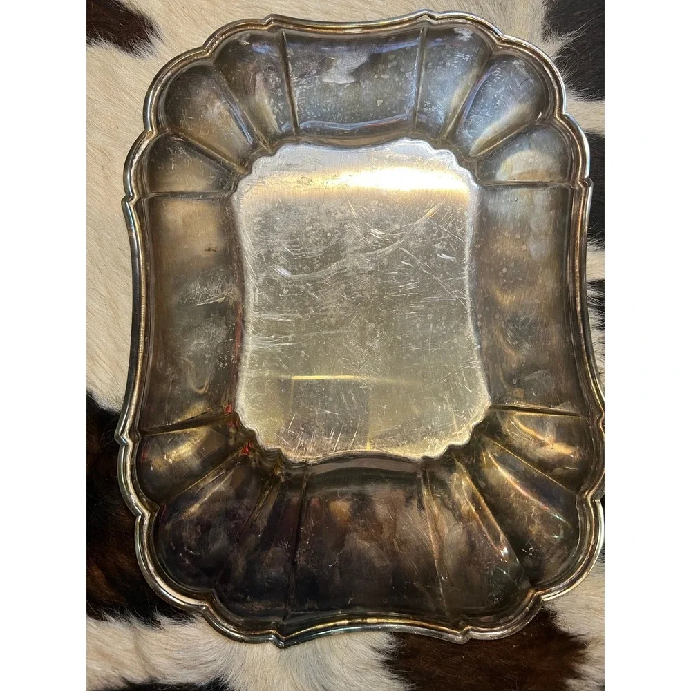 Silver Mirage Scalloped Serving Tray • Vintage Reflections